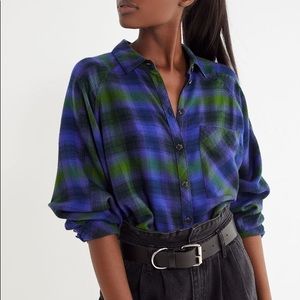 NWT UO Brendan Drapey Flannel Button Down